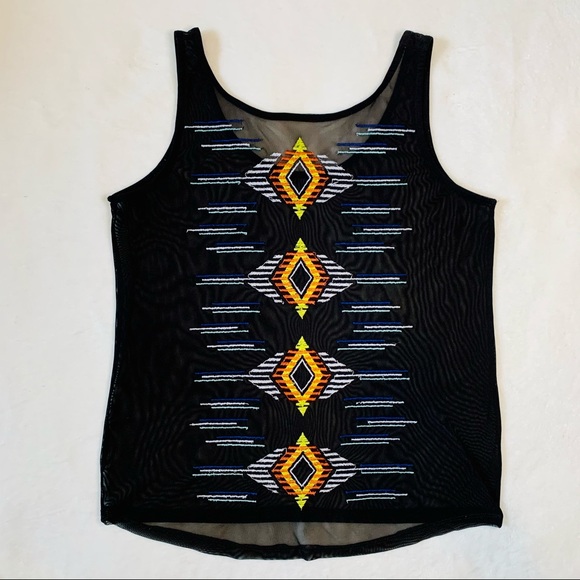 Sheer Mesh Embroidered Tank - Picture 2 of 5